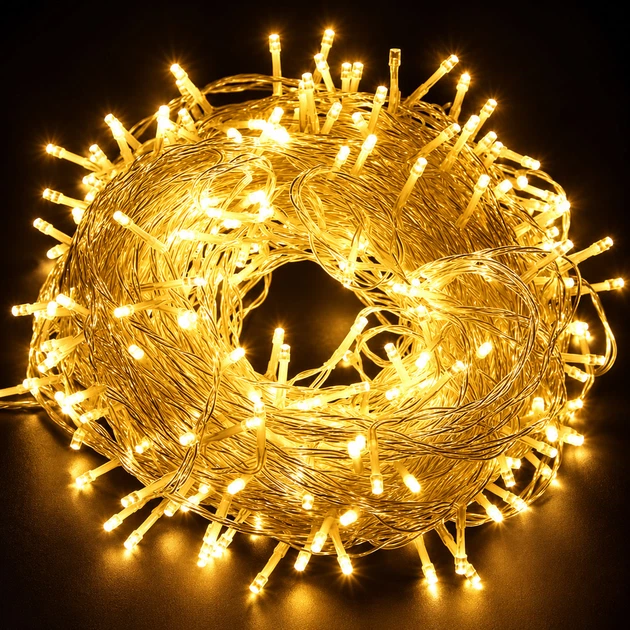 Светодиодная гирлянда 14 м 160 LED Yellow, жёлтый свет, белый кабель - Фото 2 Светодиодная гирлянда 14 м 160 LED Yellow, жёлтый свет, белый кабель - изображение 2