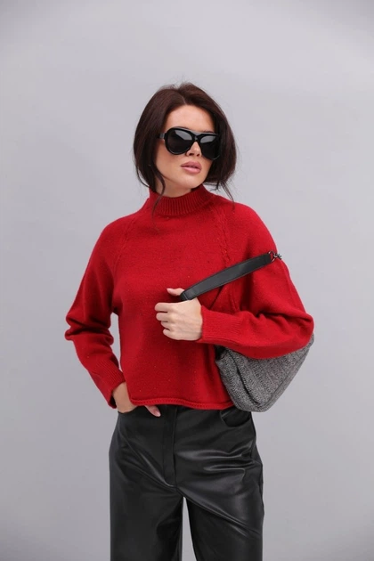 Укорочена в`язана кофта з рукавами-регланами лілова Arjen 102509, ONE SIZE, 129248 - зображення 4