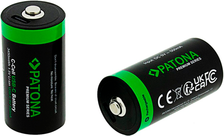 Акумулятор PATONA LR14 1.5 V 550 mAh USB-C 2 шт. (4055655239769) - Фото 1 Акумулятор PATONA LR14 1.5 V 550 mAh USB-C 2 шт. (4055655239769) - зображення 1