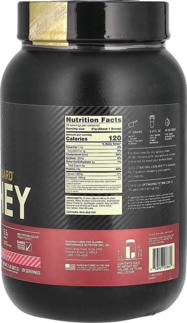 Сироватковий протеїн Optimum Nutrition 100% Whey Gold Standard порошок 907 г Delicious Strawberry (748927028645) - зображення 2
