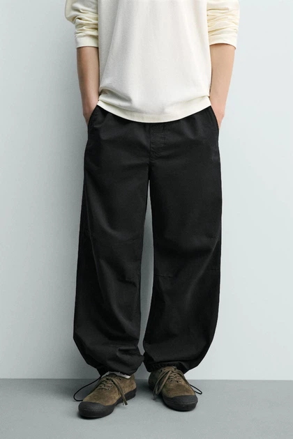 Штани Zara парашути Relaxed Fit чорний 6786/420/800 S - зображення 2