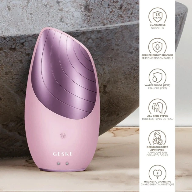 Термощетка для лица GESKE Sonic Thermo Facial Brush 6в1 Pink (HB0082) [179574] - изображение 7