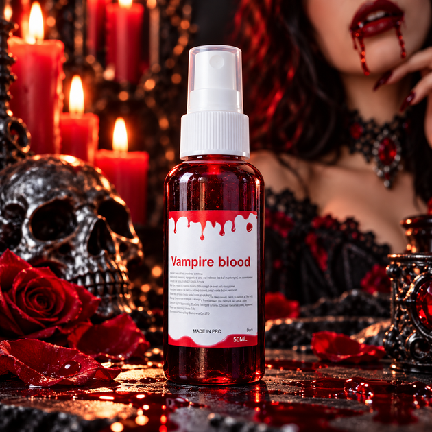 Штучна кров Vampire Blood 50 мл спрей для Хелловіну, гриму та косплею темно-червона - изображение 2