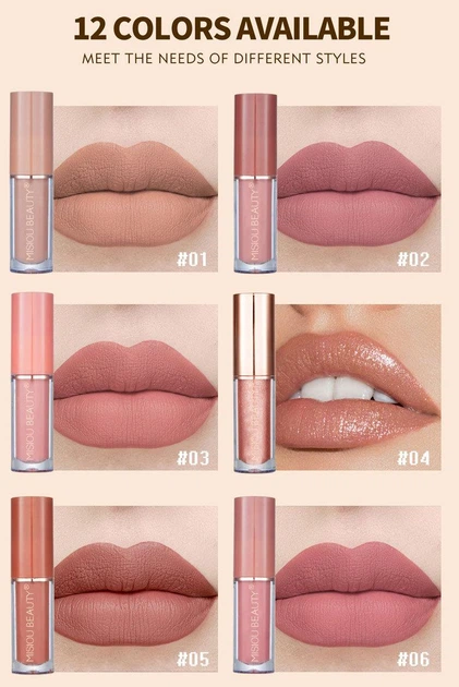 Набір блисків та матових помад MisioU Beauty Matte Lipstick набір 12шт*2,5г - зображення 3