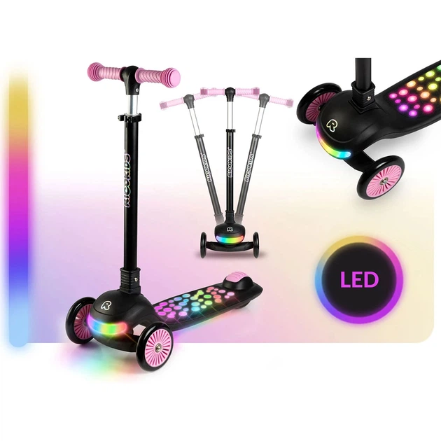 Трехколесный балансировочный самокат Ricokids Glowi черно-розовый (5903890632809) - Фото 2 Трехколесный балансировочный самокат Ricokids Glowi черно-розовый (5903890632809) - изображение 2