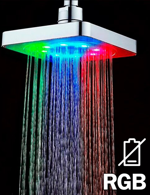 Насадка для душу RGB LED SHOWER світлодіодна, підсвітка, захисний мінігідрогенератор - Фото 1 Насадка для душу RGB LED SHOWER світлодіодна, підсвітка, захисний мінігідрогенератор - изображение 1