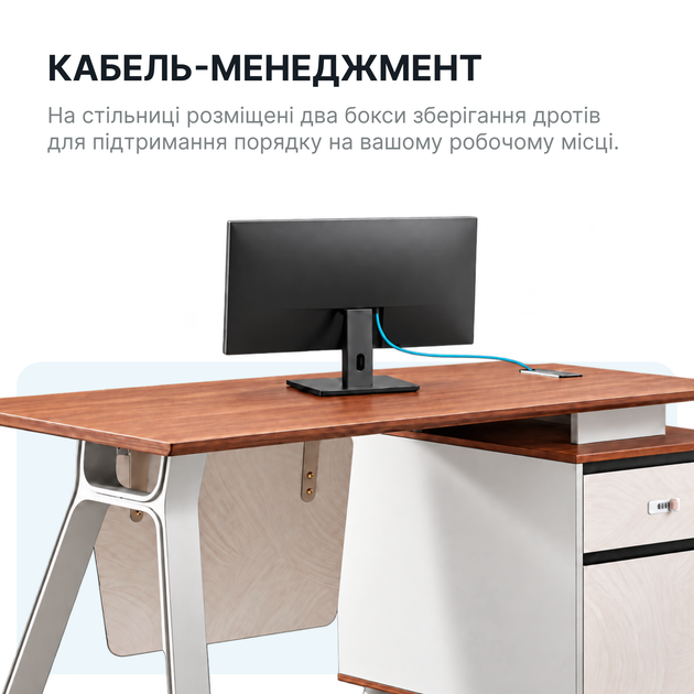 Комп'ютерний стіл OfficePro PG-M24B-12A 60х120 см з тумбочкою Горіховий + Світло-сірий - зображення 3