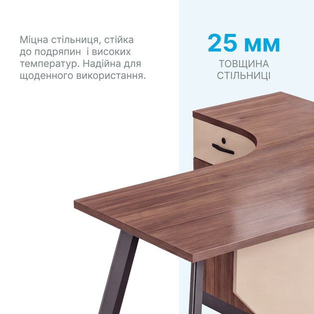 Компьютерный стол угловой OfficePro PG-F20A-14A-R 60х140 см с тумбочкой Медовый дуб + Темно-серый - изображение 4