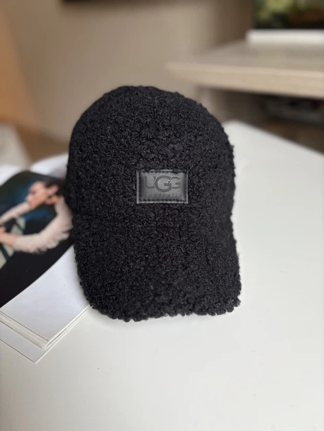 Кепка бейсболка барашек Тедди Ugg с ушками женская теплая черный - изображение 2