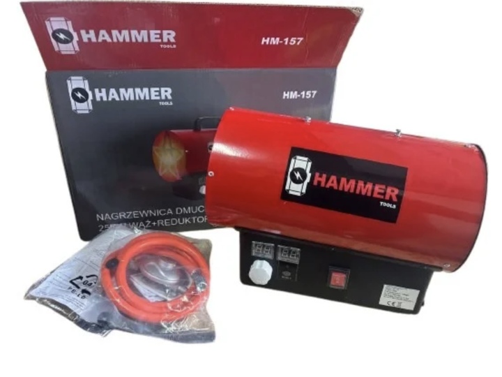 Газовая тепловая пушка HAMMER 25 кВт 850 м³/ч Пьезорозжиг Обогреватель воздуха для гаража склада мастерской теплицы строительства - изображение 3