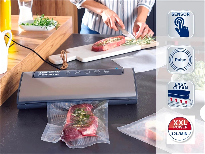 Вакуумный упаковщик для продуктов Leifheit Vacu Power 500 3236 120 Вт 80 кПа до 30 см с двойным швом - изображение 3