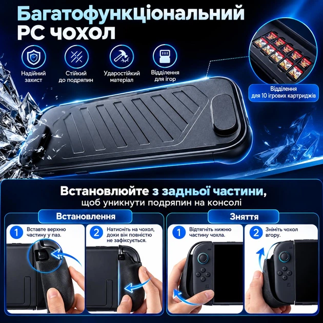Защитный чехол JSAUX Protective Case для консоли Nintendo Switch 2 с крышкой, надежная защита 360° - Фото 2 Защитный чехол JSAUX Protective Case для консоли Nintendo Switch 2 с крышкой, надежная защита 360° - изображение 2