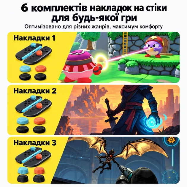 Силиконовые противоскользящие накладки JSAUX на стики и джойстики 12 шт. для Nintendo Switch 2, PS5, PS4, Xbox Series S/X, Steam Deck, Asus ROG Ally, ROG Ally X, PS Portal, Legion Go - изображение 2