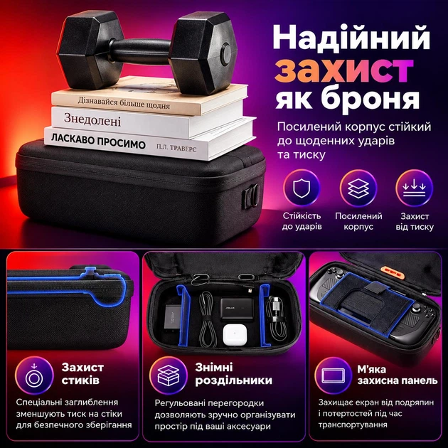 Двухуровневый кейс JSAUX для Steam Deck LCD/OLED, чехол-сумка с подставкой и отделением для зарядки и аксессуаров - Фото 5 Двухуровневый кейс JSAUX для Steam Deck LCD/OLED, чехол-сумка с подставкой и отделением для зарядки и аксессуаров - изображение 5
