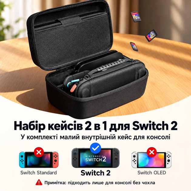 Комплект кейсов JSAUX 2 в 1 для Nintendo Switch 2 и аксессуаров, защитный чехол и дорожная сумка - изображение 7