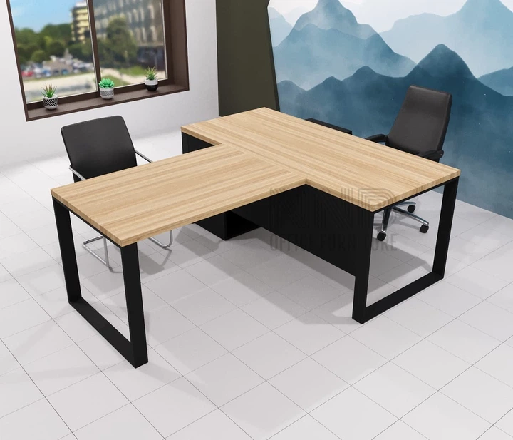 Стіл керівника з приставкою-брифінгом Mister Loft Ліон WOOD 160*80 Масив ясену - Чорний - изображение 2