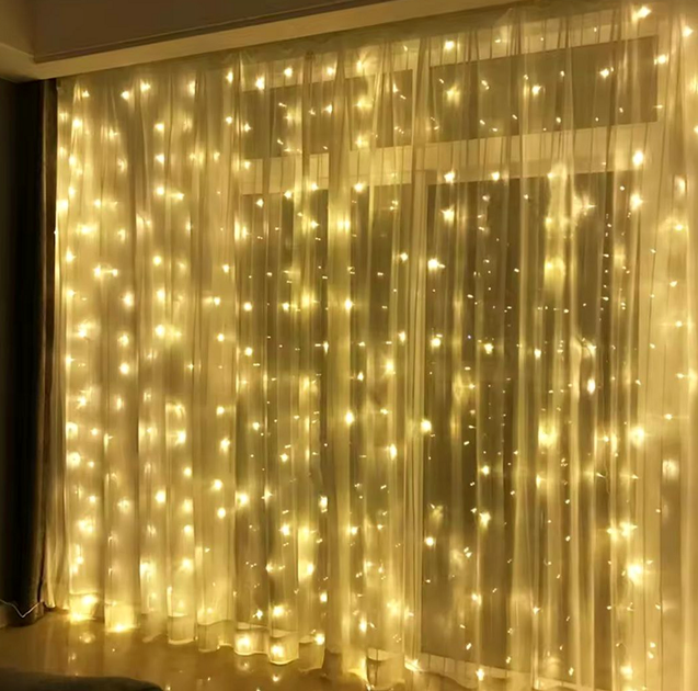 Гірлянда Водоспад 10 pcs 2 m*2m Теплий мідний дріт від 220V Феєрія - Фото 6 Гірлянда Водоспад 10 pcs 2 m*2m Теплий мідний дріт від 220V Феєрія - зображення 6