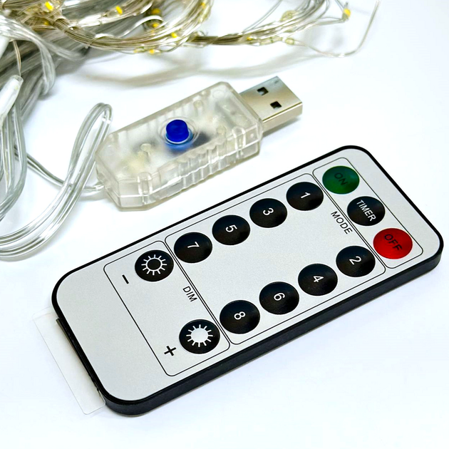 Гірлянда Водоспад 240 Led 3m2m на мідному дроті з пультом USB теплий - зображення 9