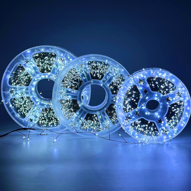 Гірлянда 900 LED 30m 8 режимів світіння пульт ДК W-1 для прикрашування Xmas зелений дріт білий - Фото 2 Гірлянда 900 LED 30m 8 режимів світіння пульт ДК W-1 для прикрашування Xmas зелений дріт білий - зображення 2