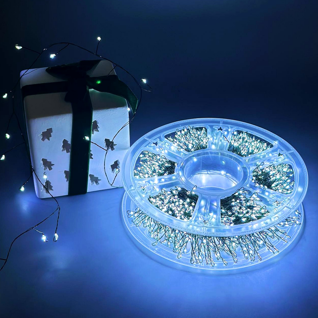Гірлянда 900 LED 30m 8 режимів світіння пульт ДК W-1 для прикрашування Xmas зелений дріт білий - Фото 5 Гірлянда 900 LED 30m 8 режимів світіння пульт ДК W-1 для прикрашування Xmas зелений дріт білий - зображення 5