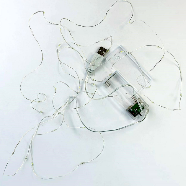 Гірлянда 30 Led 3m мідний дріт батарейки USB Крапля роси білий - зображення 5