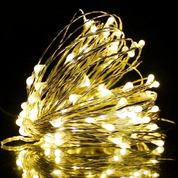 Світлодіодна гірлянда 200 Led 20m на мідному дроті від батарейок USB Теплий Крапля роси - зображення 6