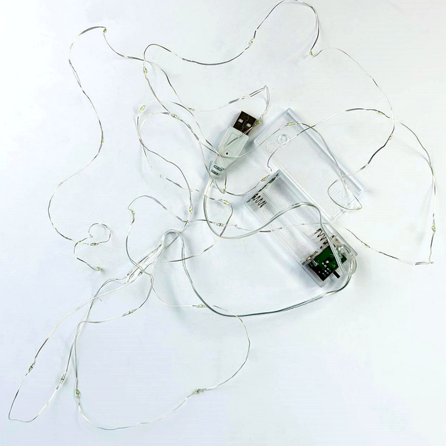 Гірлянда 30 Led 3m на мідному дроті від батарейок і USB Крапля роси різнобарвна - зображення 4