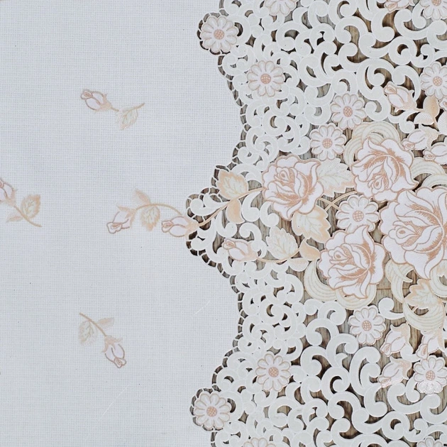 Клейонка кухонна Lace Ажур 1.32 м бежево-біла пог. м. (111-З) - зображення 4