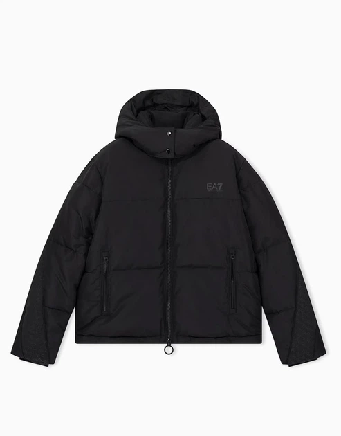 Женская куртка-бомбер EA7 Emporio Armani в черном цвете - размер 27/54 (XL)(7W001384/UC001/AF16074) - изображение 6