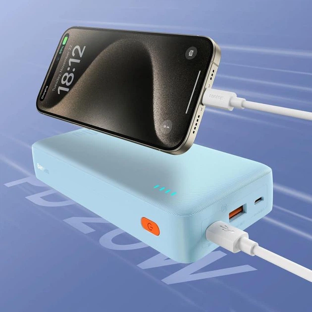 УМБ Baseus Airpow Powerbank 20000mAh 20W QC PD Blue (P10022804313-00) - изображение 7