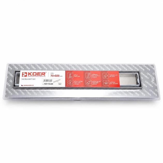 Трап для душа под плитку 800 мм Koer FD29 KR3281 из нержавеющей стали с поворотным сифоном - изображение 2