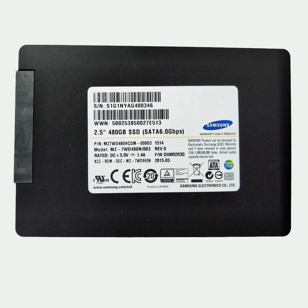 SSD-накопитель 480 ГБ Samsung 850 EVO (2,5", 3D NAND (TLC), SATA III, MZ-7WD480N) Б/У - Фото 1 SSD-накопитель 480 ГБ Samsung 850 EVO (2,5", 3D NAND (TLC), SATA III, MZ-7WD480N) Б/У - изображение 1