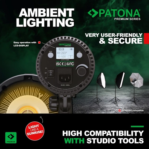 Студійне світлодіодне світло PATONA Premium RGB 80W COB 26000 Lux / 1m (4055655246729) - Фото 15 Студійне світлодіодне світло PATONA Premium RGB 80W COB 26000 Lux / 1m (4055655246729) - зображення 15