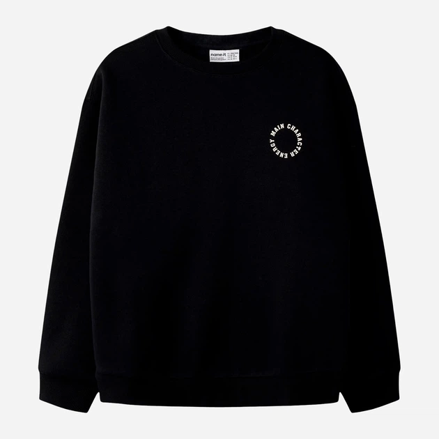 Подростковый теплый свитшот для девочки Name it 13260419-Black ANTIQ WHITE PRI 158-164 см Черный (5715914161567) - изображение 3