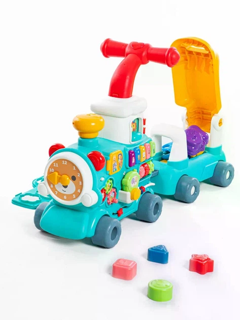 Дитячі ходунки-каталка 5-в-1 Baby Walker Train з парогенератором і піаніно - изображение 15