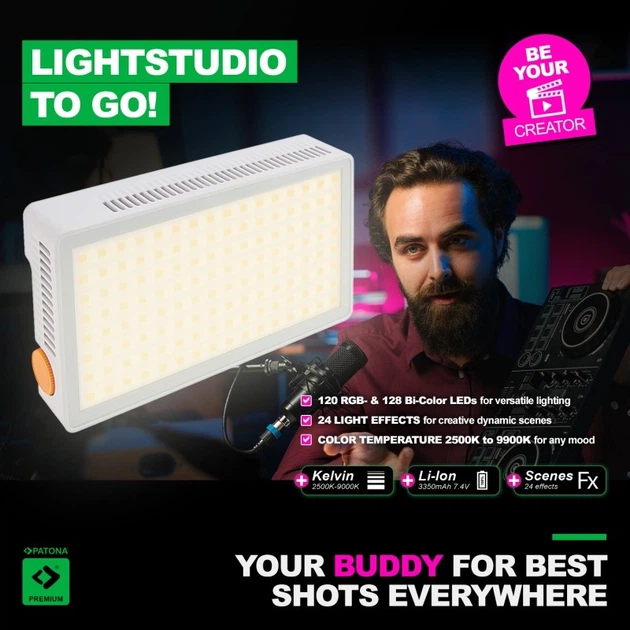 Компактне світлодіодне світло PATONA Premium RGB+Bi-Color SL-PB40R 40W 3350 mAh (4055655252218) - Фото 18 Компактне світлодіодне світло PATONA Premium RGB+Bi-Color SL-PB40R 40W 3350 mAh (4055655252218) - зображення 18