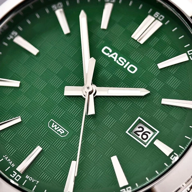 Чоловічий годинник Casio MTP-VD03D-3A1 із зеленим циферблатом і сталевим браслетом - зображення 6