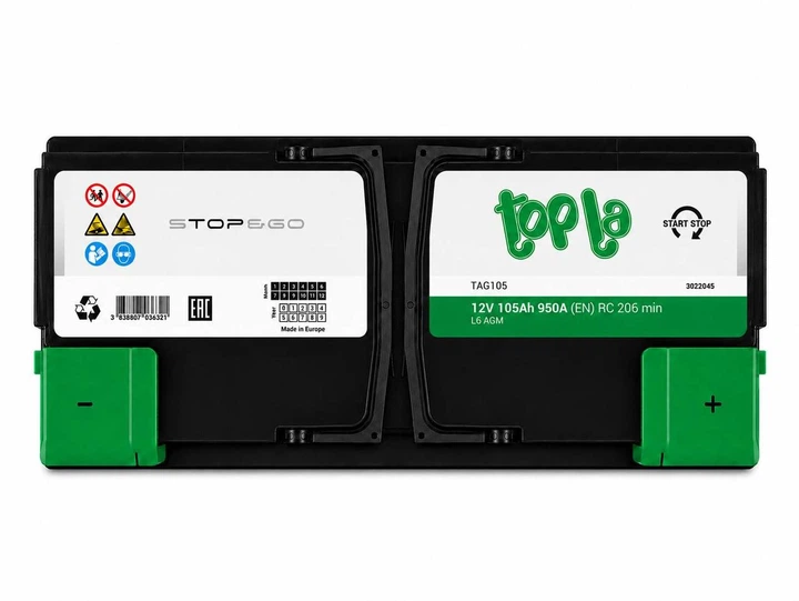 Автомобильный аккумулятор Topla AGM 105Ah 950A R+ 12V - изображение 2