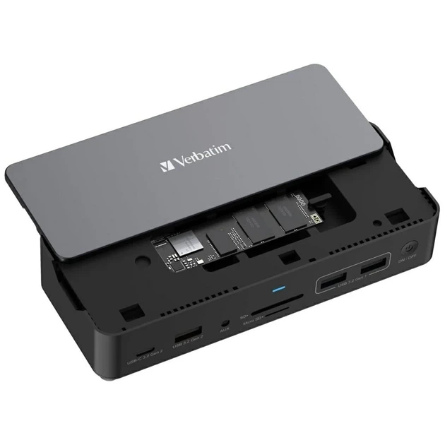 Док-станция Verbatim Pro 15в1 USB-C 2xHDMI/RJ45/3xUSB-A/3xUSB-C/SD/microSD/Audio/DisplayPort/SSD Grey (32173) - изображение 2