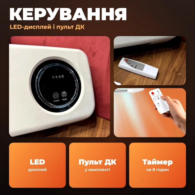 Тепловентилятор настенный DOMOTEC 2000 Вт обогреватель с вентилятором тепловентилятор обогреватель электрический керамический на стену с пультом и LED дисплеем таймер 8 часов термостат до 20 м2 с сушилкой для полотенец белый - изображение 5