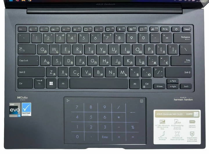 Ноутбук Asus Zenbook 14X OLED: Core i5-13500H / RAM 8 ГБ / SSD 512 ГБ / Intel Graphics / 14.5" OLED 2.8K, 120 Гц, Touch / Б/У - изображение 8