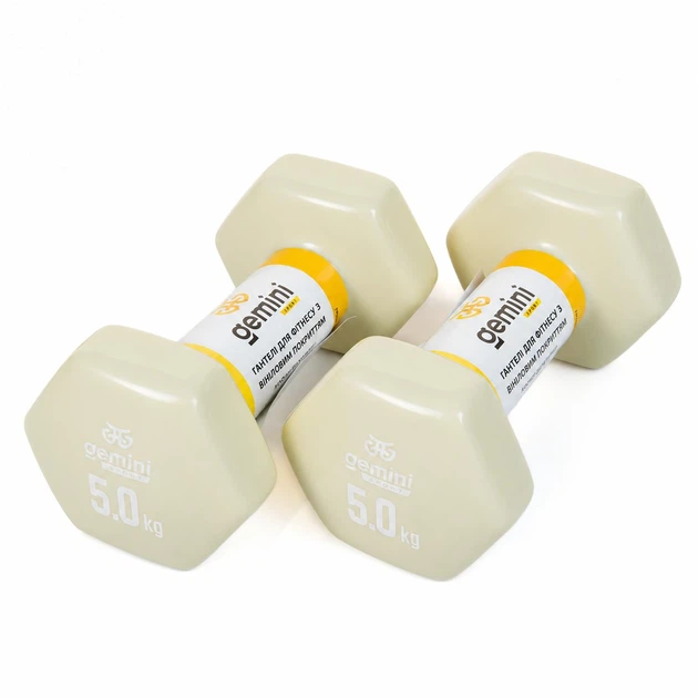 Гантелі для фітнесу Gemini Sport з вініловим покриттям 2×5 кг білі GSD-5.0MILK - Фото 2 Гантелі для фітнесу Gemini Sport з вініловим покриттям 2×5 кг білі GSD-5.0MILK - изображение 2