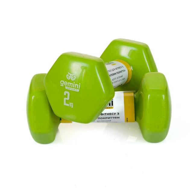Гантелі Gemini Sport для фітнесу з вініловим покриттям 2шт по 2.0кг зелені GSD-2.0GREEN - Фото 1 Гантелі Gemini Sport для фітнесу з вініловим покриттям 2шт по 2.0кг зелені GSD-2.0GREEN - изображение 1