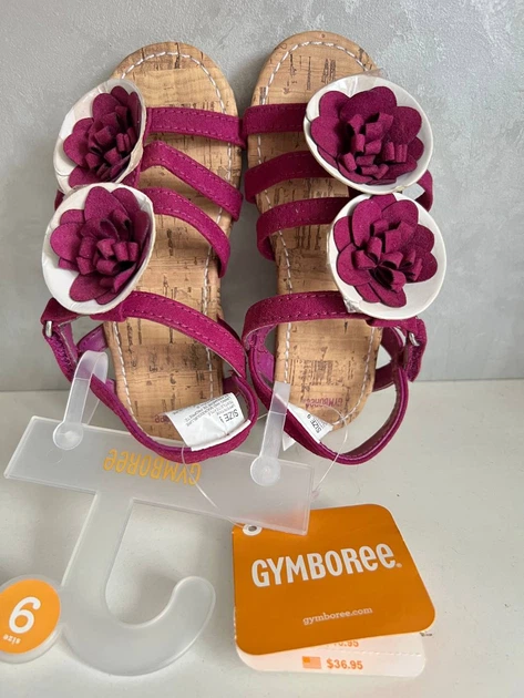 Босоніжки Gymboree для дівчинки з квітами, фіолетові, розмір 9 US устілка 16 см - изображение 3
