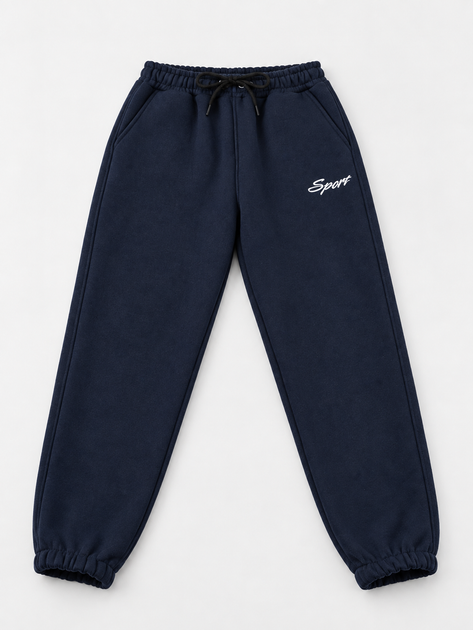 Зимние теплые мужские спортивные штаны синие с начесом Sport (449719) L - Фото 4 Зимние теплые мужские спортивные штаны синие с начесом Sport (449719) L - изображение 4
