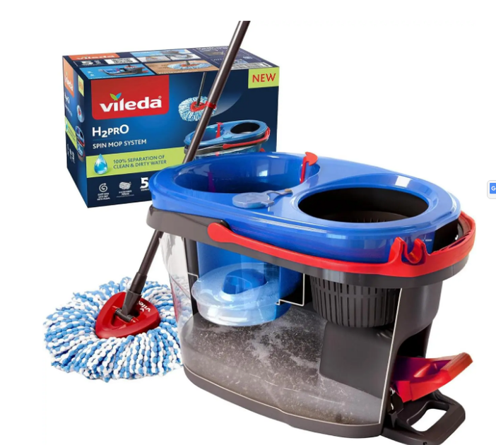 Набор для уборки Vileda TURBO H2PrO 178332 — ведро и швабра, отдельные резервуары для чистой и грязной воды, чистая вода при каждом полоскании, легкий отжим, микрофибра - изображение 5