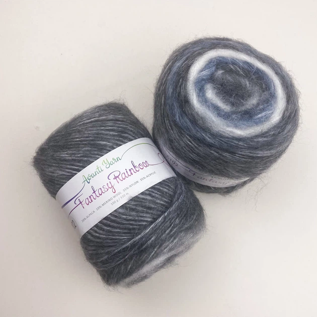 Пряжа Fantasy Rainbow AVANTI YARN для в'язання ткацтва меринос із альпакою вовна 100г 330м Глибоке озеро Колір-сірий (10310102) - изображение 2
