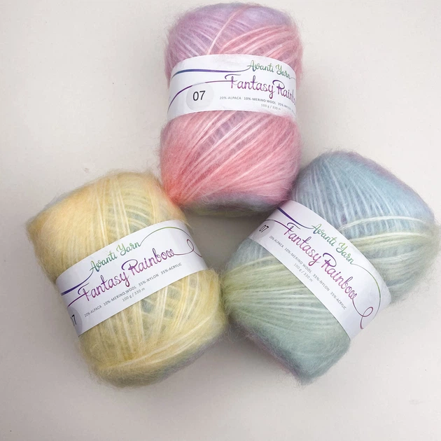 Пряжа Fantasy Rainbow AVANTI YARN для в'язання ткацтва меринос із альпакою вовна 100г 330м Казковий зефір Колір Жовто-блакитно-рожевий(10310007) - изображение 3