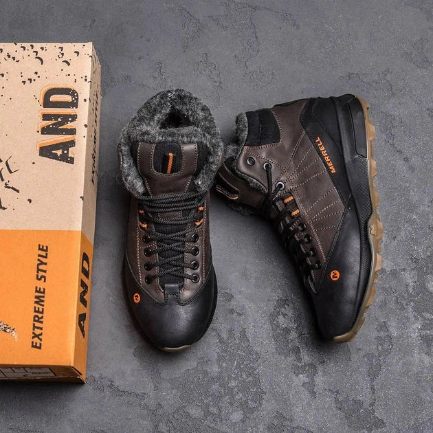 Зимові шкіряні кросівки, спортивні черевики Merrell Intercept Brown 42 - зображення 3