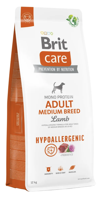 Гипоаллергенный сухой корм Brit Care Hypoallergenic Adult Medium Breed Lamb для собак средних пород с ягненком 12 кг - Фото 1 Гипоаллергенный сухой корм Brit Care Hypoallergenic Adult Medium Breed Lamb для собак средних пород с ягненком 12 кг - изображение 1